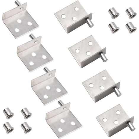 Lot de 4 charnières pivotantes à arbre dissimulé pour porte d'armoire en bois avec goupille pour porte d'armoire en bois à pivot libre (argent)