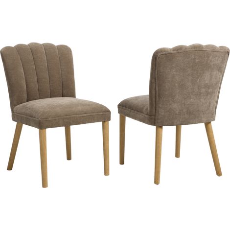 Wahson 2Pcs Dining Chairs Chenille, Modern Farmhouse Upholstere Chairs with Wooden Legs for Home Kitchen Restaurant, Brown (1/5)