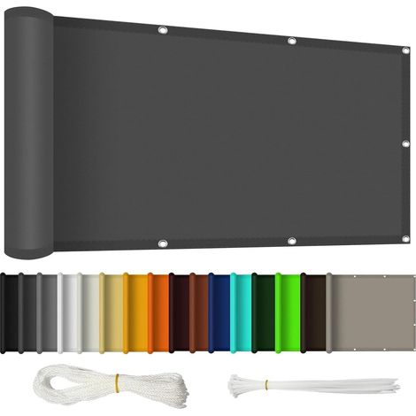 Brise Vue Balcon - 1 Unité - Polyester - Protection UV Et Intimité - Pour Terrasse Et Jardin - 100x140cm Gris (1/4)