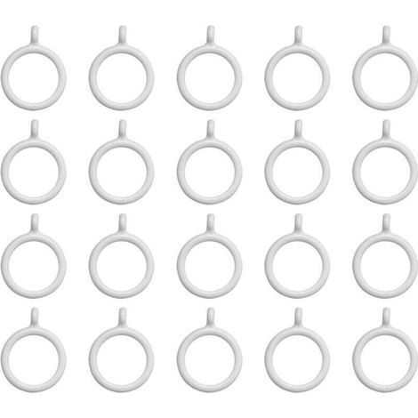 20 anelli per tende in plastica bianca da 25 mm per uso interno (1/4)