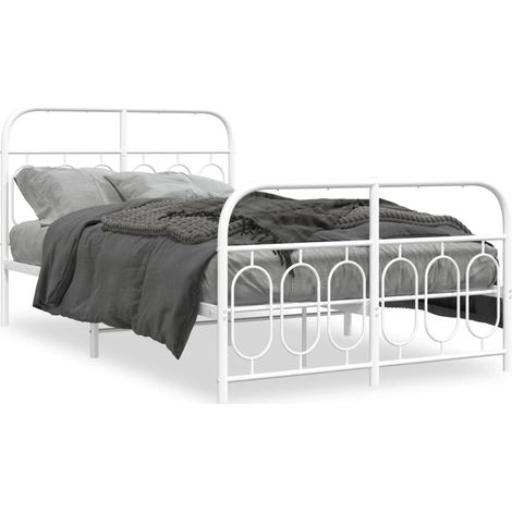 Maison Exclusive - Cadre de lit métal sans matelas et pied de lit blanc 120x190 cm (1/5)
