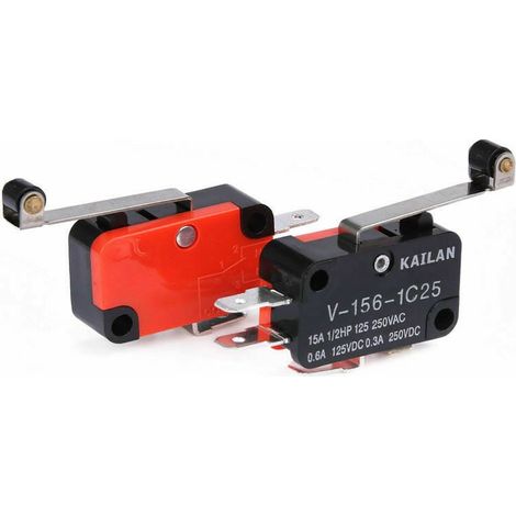 Interrupteur De Fin De Course - 15A 125-250VAC - Étanche IP67 - À Levier Longue Charnière - Pour Circuits De Contrôle AC - Lot De 6 Pièces (1/5)