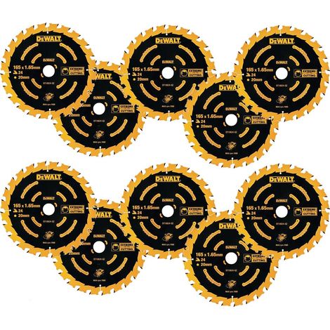 10 x Dewalt DT10624 Circular Saw Blades 165 x 20 x 24T Extreme Framing DCS391 (1/4)