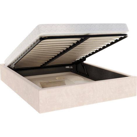 Lit coffre ORLANDO 140x190 - Sommier inclus Crème (1/5)