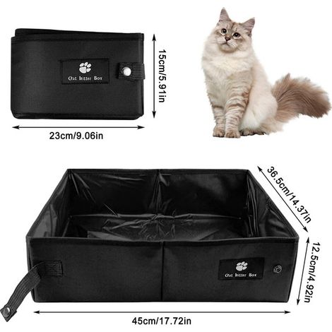 Bac à litière pliable pour chat - Caisse à litière de voyage portable et imperméable pour chats et chatons - Idéal pour le camping, les déplacements et l'extérieur