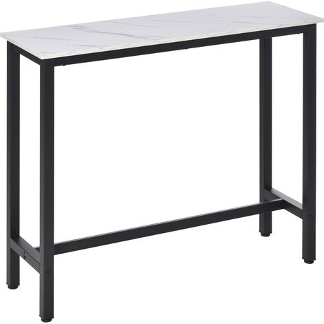 Mesa alta tipo bar con efecto mármol 120 x 40 x 100 cm blanca y negra HOMVRA (1/5)