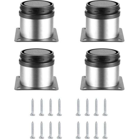 4 Pièces Pieds de Meubles Réglables, XU, Pied de Table Reglable Hauteur Métal, Pieds Meuble Cuisine, Pieds de Meubles Armoires éTagèRes Table Acier Inoxydable, Avec Vis (50X50MM, Argent) - (1/4)