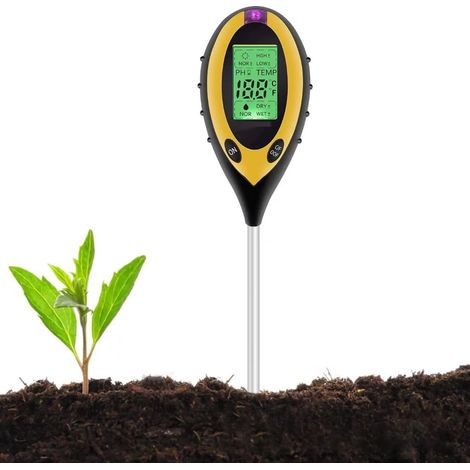 Testeur de sol, 4 en 1 testeur de sol PH mètre hygromètre de température de la lumière du soleil pour jardin ferme pelouse intérieur extérieur plante (1/5)