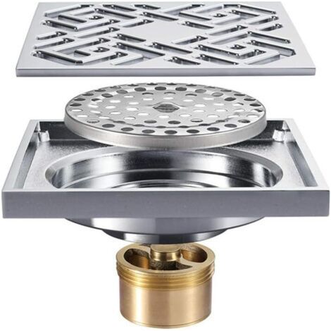 Toilette Salle de Bain Cuisine, Siphon de Sol, Siphon de Sol avec Couvercle Amovible, Siphon de Douche en cuivre Pur (1/5)