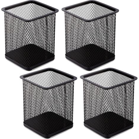 Porte-crayon en Maille, porte-crayon en Métal, pour le Bureau, le Bureau, le Stylo, l'Organiseur, 4 Pièce(carré Noir) (1/4)
