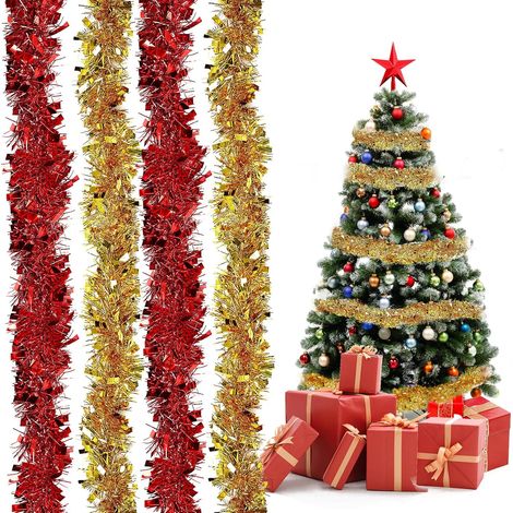 DOLASO 4 Stück Weihnachtsgirlande, Weihnachtsbaumgirlande, Weihnachtsdekorationsgirlande, für Innen- und Außen-Weihnachtsbaum-Party-Dekoration (1/5)