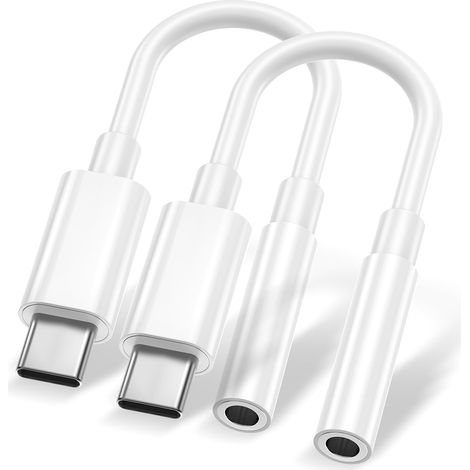 Adaptateur USB C Jack 3,5mm,Lot de 2 Prise Ecouteur Adaptateur Phone USB C vers Auxiliaire Jack,HiFi Audio Casque Adaptateur USBC Prise Auxiliaire pour iPhone 17/16/15 Series,iPad,Macbook,Samsung (1/5)