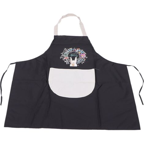 Tablier de cuisine noir imperméable pour femme, motif chiots, réutilisable pour pâtisserie, bricolage et peinture, lavable en machine, tablier de travail résistant, taille unique adulte. (1/5)