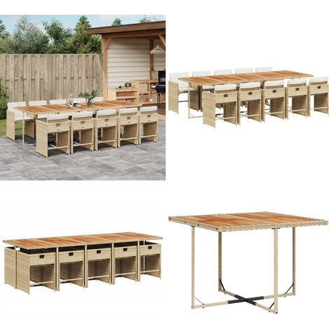 11-tlg. Garten-Essgruppe mit Kissen Beige Poly Rattan - Gartengestell - Gartenmöbel Set - Outdoor Möbel - Terrassenmöbel - Esstisch - Home & Living (1/5)
