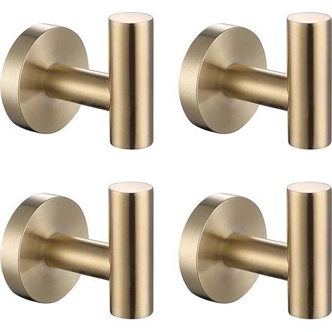 SHINING HOUSE Gancho para toallas de baño, gancho para bata de acero inoxidable SUS 304, gancho para bata de baño para puerta (4 dorados) (1/5)