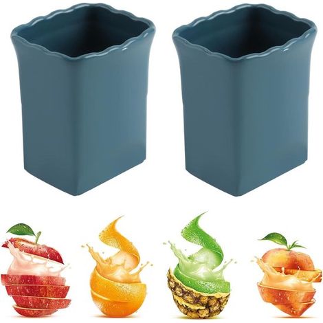 Ronte, Cortador multifuncional de vasos para fresas, plátanos, Acero inoxidable, Preparación rápida de ensaladas, Azul oscuro, Juego de 2 (1/5)