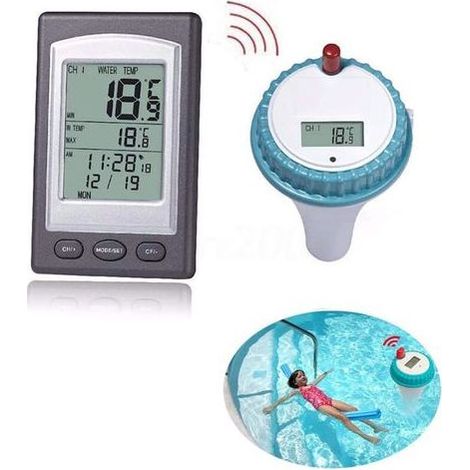 Thermomètre de piscine sans fil étanche, lecture facile, numérique, flottant, pour piscine, spa, bassin, étang, IPX8 amélioré (1/5)