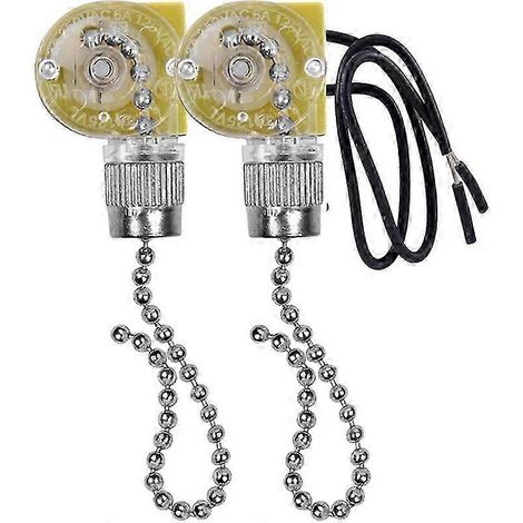 Interrupteur pour ventilateur de plafond Zing Ear ZE-109, interrupteur à deux fils avec tirette pour ventilateurs de plafond et lampes (2 pièces, argenté) (1/5)