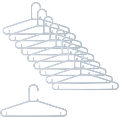 Lot de 10 cintres tubulaires en plastique pour costumes, manteaux, pantalons, chemises