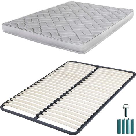 Matelas mousse + Sommier démonté 140x190 Melissa - Hauteur 13 cm - Soutien ferme (1/5)