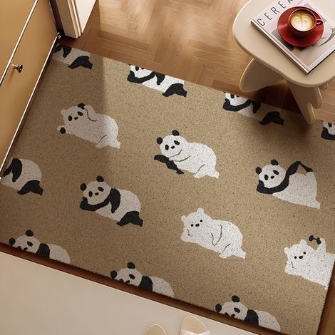 LAN Panda Duoduo 5080cm Boucle en Soie Tapis d'entrée à motifs de dessins animés, tapis bouclé résistant aux taches et à l'usure, adapté à un usage domestique dans les entrées, découpable et antidérap (1/5)