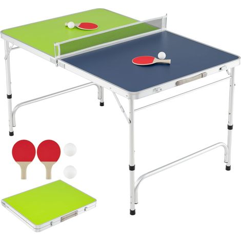 COSTWAY Tavolo da Ping Pong Portatile 120 x 76 cm, Set di Tennis da Tavolo Pieghevole con Rete, 2 Racchette, 2 Palline, Altezza Regolabile a 3 Livelli, Struttura in Alluminio, da Interno ed Esterno (1/5)
