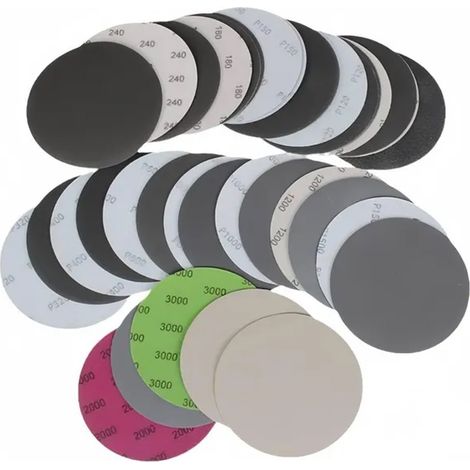 ZHIJIA PREMIUM set de 50 papiers de verre 125mm grains variés 100 à 3000 - feuilles abrasives outil de ponçage pour ponceuse excentrique (1/5)