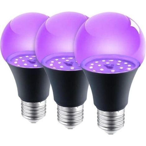 Ampoule UV - Éclairage violet - Ampoule de fête - E27 - Veilleuse - 395 nm - Lumière noire - Uniquement pour la décoration et d'autres scènes différentes (3, noir) (1/4)