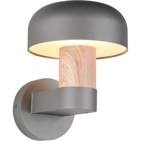 Wandlampe Außenbereich Fassadenleuchte Aluminium anthrazit holzfarben H 24,5cm
