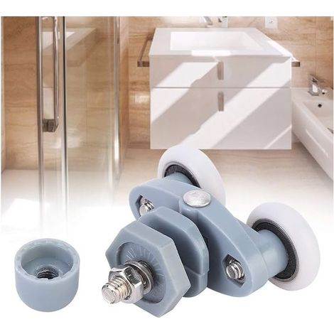 Rouleau Porte Coulissante, 8pcs En Plastique Coulissant Rouleau Douche Aurlane Salle De Bains Porte En Verre Oor Rouleaux Roulement Piste Roue (20mm) (1/5)