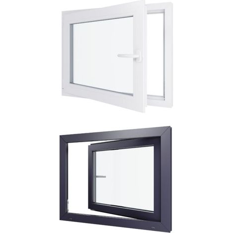 Finestra in PVC - Triplo vetro - Bicolore - Bianco e grigio - 900 mmx700 mm cm