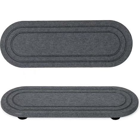 Ensemble de 2 plateaux d'évier en pierre de diatomite, séchage rapide et absorption d'eau, idéal pour la cuisine et la salle de bain (30 x 10 cm) (1/5)