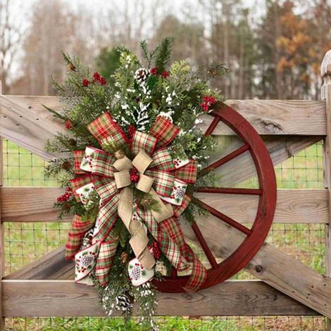 Decorazioni natalizie - Ghirlanda natalizia per la porta d'ingresso, ghirlanda invernale - ghirlanda a forma di carro agricolo, decorazione per interni/esterni, barriera corallina, finestre, pareti, d (1/5)