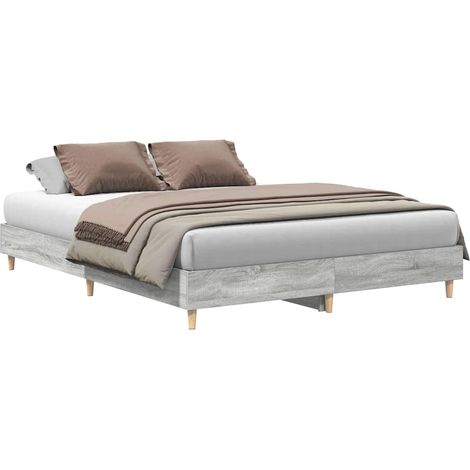 Maison Exclusive - Bettgestell ohne Matratze Grau Sonoma 140x200 (1/5)