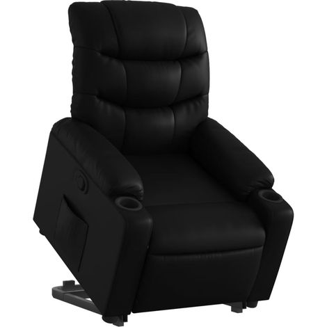 Poltrona relax TV rivestimento confortevole funzione sollevamento elettrico in PVC nero DEC028071