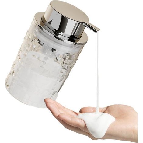 Dispensador de jabón líquido o de maquillaje espuma, botella vidrio transparente recargable bomba baño, Dispensador espuma moderno (transparente) (1/5)