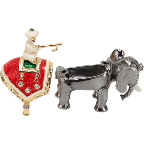 Boîte à bijoux éléphant en émail peint à la main, mini boîte de rangement pour bagues et boucles d'oreilles, figurine d'éléphant. (1/5)