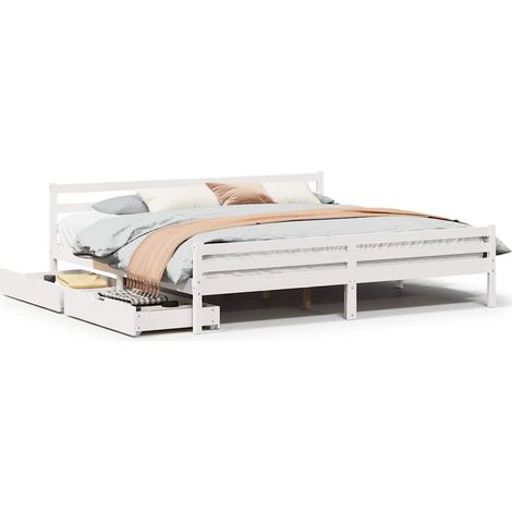 Maison Exclusive - Giroletto senza Materasso Bianco 200x200 cm Legno Massello Pino (1/5)