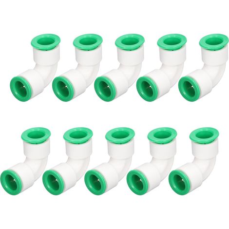 PPR 20mm (0,79in) Winkelverschraubung - Packung mit 10 Schnellkupplungen für Schwimmbadschläuche, Kunststoff-Winkelverbinder, Rohrbefestigungsset, 90°-Winkel, kompatibel mit Bewässerung und Filtration (1/5)