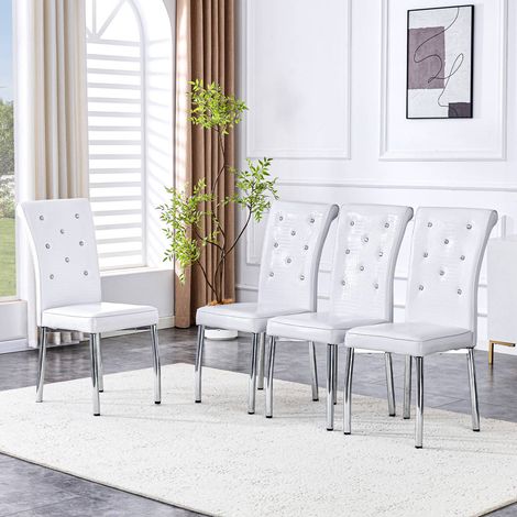 Lot de 2 chaises rétro similicuir effet crocodile boucles cristal pieds métal chromé (1/5)