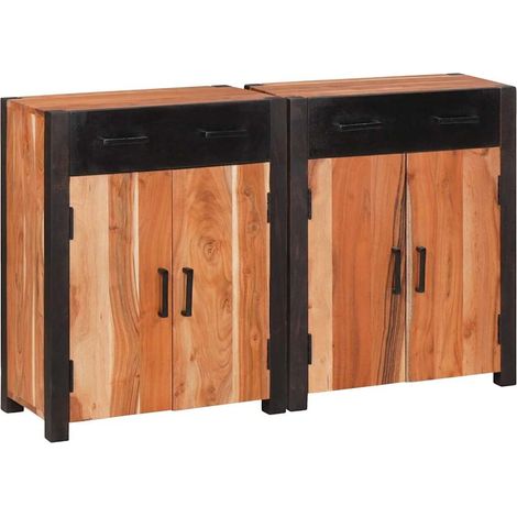 Sideboard 2 pcs Braun 110 x 30 x 75 cm Massivholz Akazie