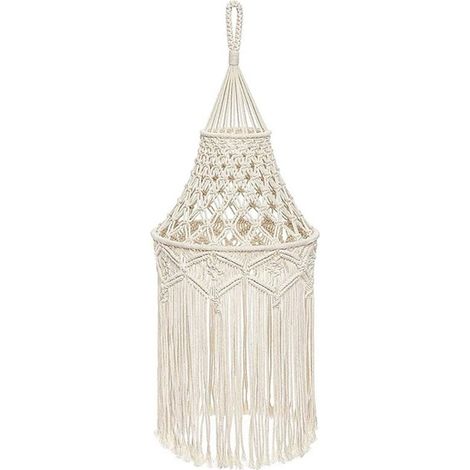 Lamp Shade Macrame - Coton Naturel - Pour Suspension Plafond - Chambre Salon Nursery Bureau - 80 x 30 cm - 1 Pièce (1/5)