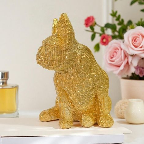 Statue Bulldog - Figurine Bulldog Assis Statue Française - Résine Art Déco (1/4)