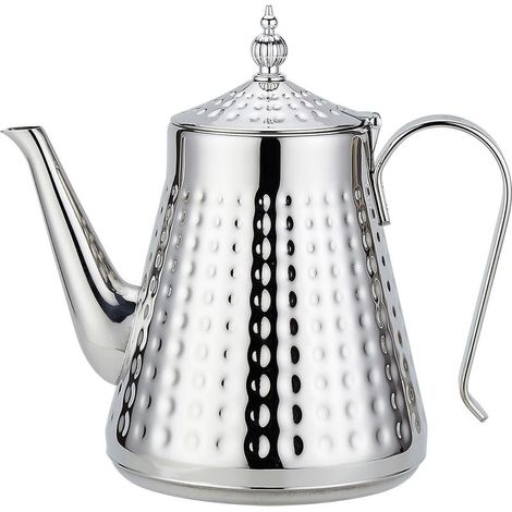 Théière vintage en acier inoxydable 1650 ml avec infuseur amovible - argent (1/4)
