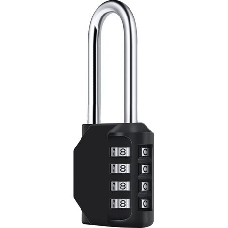 Un cadenas à combinaison noir de 6,7 cm de long, étanche, à 4 chiffres, fabriqué en métal résistant aux intempéries et en acier galvanisé, adapté aux écoles, aux gymnases et aux casiers. (1/4)