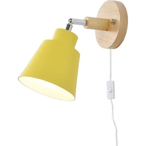 Applique murale de chevet - convient pour le salon, la véranda, la chambre, etc. - 1 pièce, jaune, ampoule non incluse (1/3)