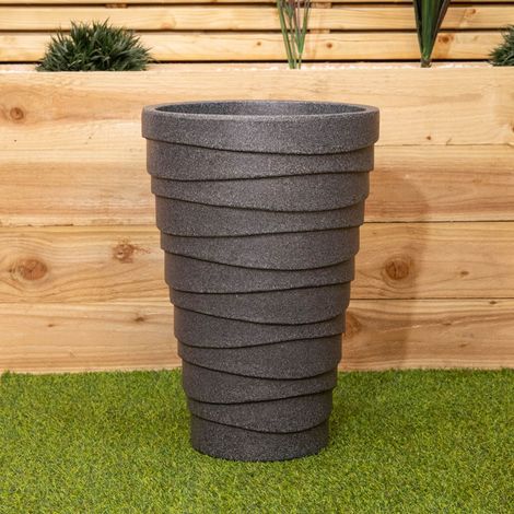 56cm Medium Round Grey Garden Patio Trojan Plant Pot