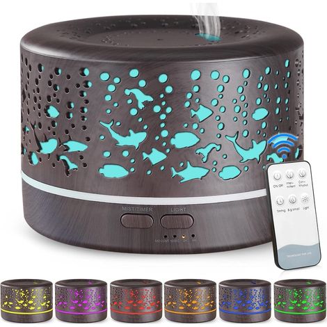 Difusor de aceites esenciales de 700 ml - humidificador - aromaterapia ultrasónica - aromaterapia eléctrica spa - yoga - 7 fuentes de luz - hueco - 700 m (1/3)