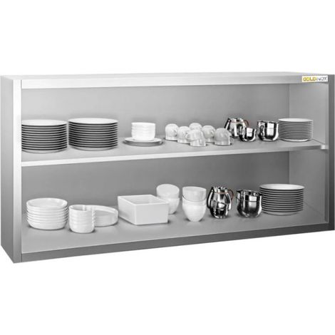 Placard mural inox 2000x400 mm - Hauteur 1000 mm ouvert PREMIUM - GOLDINOX (1/4)