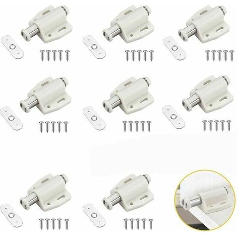 8 Pack Magnetic Door Catches with Spring, YMYNY Push Pull Magnetic Catches for Cabinet Doors